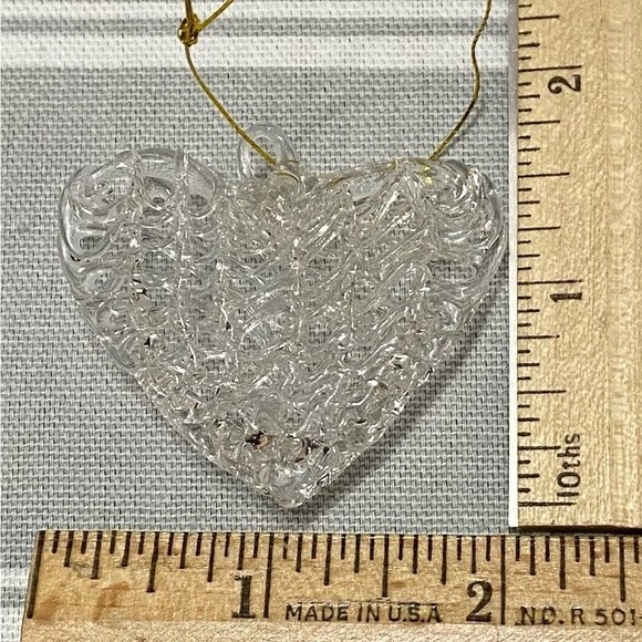Vintage Hand Blown Spun Glass Window Art Love Birds on Pink Heart & Clear Heart - Picture 7 of 7